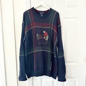 Gant Vintage Hand Intarsia Swinging Golfer Crew Neck Jumper Sweater Large Tall